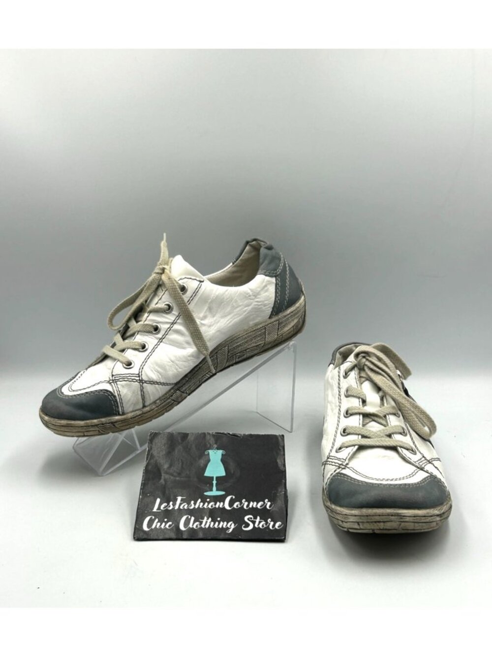 Remonte Womens Soft White Leather Barbados Lace-Up Casual Sneakers Size 8.5 3482